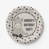 Cute Baby Donkey Birthday Party Papieren Bordje (Voorkant)