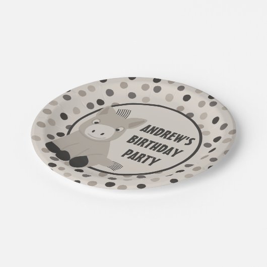 Cute Baby Donkey Birthday Party Papieren Bordje (Gekanteld)