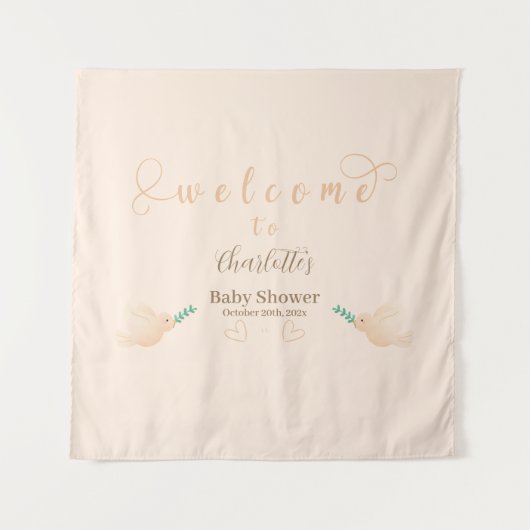 Cute Baby Dove Baby Shower Tapijt Wandkleed (Voorkant)