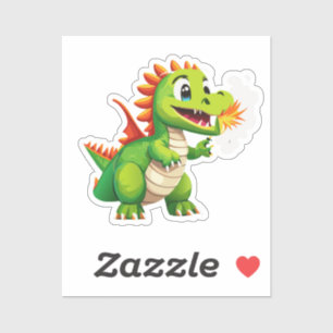 Cute Baby Draak Met Oefeningen in Vuurspuwen Sticker