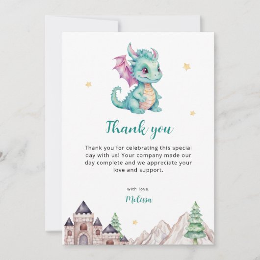 Cute Baby Dragon Bedankkaart (Voorkant)