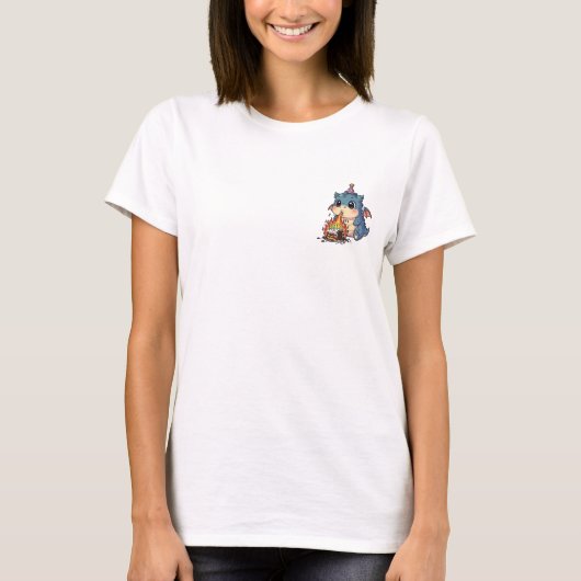 Cute Baby Dragon Birthday Illustration Breathing T-shirt (Voorkant)