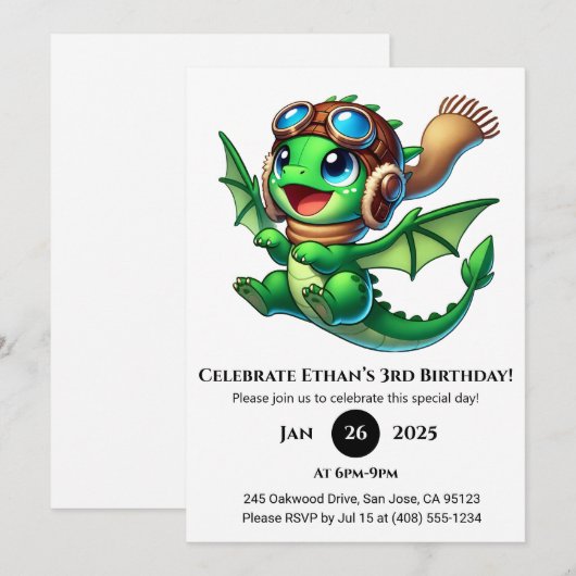 Cute Baby Dragon Birthday Kaart (Voorkant / Achterkant)