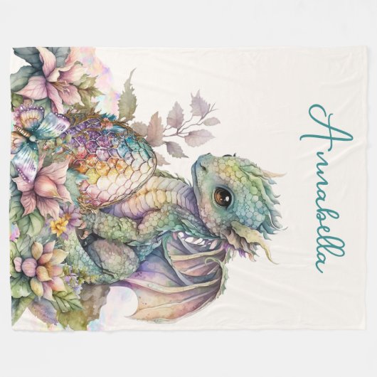 Cute Baby Dragon Egg Fleece Deken (Voorkant (Horizontaal))