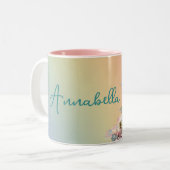 Cute Baby Dragon Egg op regenboog Tweekleurige Koffiemok (Voorkant links)