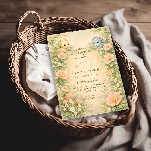 Cute Baby Dragon Fairytale Baby Shower Kaart