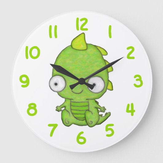 Cute Baby Dragon Grote Klok (Voorkant)