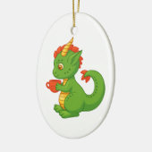Cute Baby Dragon Holding Cup Keramisch Ornament (Links)