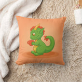 Cute Baby Dragon Holding Cup on Orange Kussen (Deken)