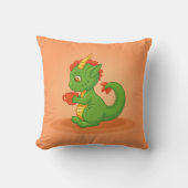 Cute Baby Dragon Holding Cup on Orange Kussen (Voorkant)