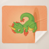 Cute Baby Dragon Holding Cup on Orange Sherpa Deken (Voorkant (horizontaal))