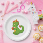 Cute Baby Dragon Holding Cup Papieren Bordje (Feest)