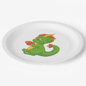 Cute Baby Dragon Holding Cup Papieren Bordje (Gekanteld)
