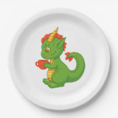 Cute Baby Dragon Holding Cup Papieren Bordje (Voorkant)