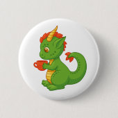 Cute Baby Dragon Holding Cup Ronde Button 5,7 Cm (Voorkant)