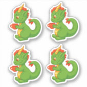 Cute Baby Dragon Holding Cup Set of 4 Sticker (Voorkant)