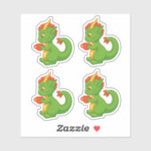 Cute Baby Dragon Holding Cup Set of 4 Sticker (Vel)