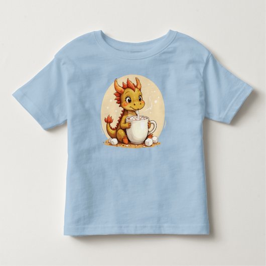 Cute Baby Dragon Hot Chocolate Kids Kawaii Cozy De Kinder Shirts (Voorkant)