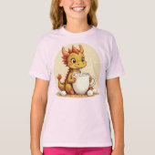 Cute Baby Dragon Hot Chocolate Kids Kawaii Cozy De T-shirt (Voorkant)