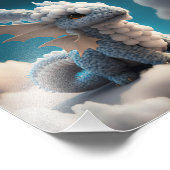 Cute Baby Dragon Made Of Clouds 1 - Midjourney Art Foto Afdruk (Hoek)