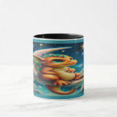 Cute Baby Dragon on Crescent Moon Magical Mug Mok (Midden)