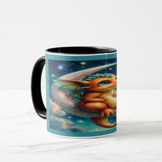 Cute Baby Dragon on Crescent Moon Magical Mug Mok (Voorkant links)