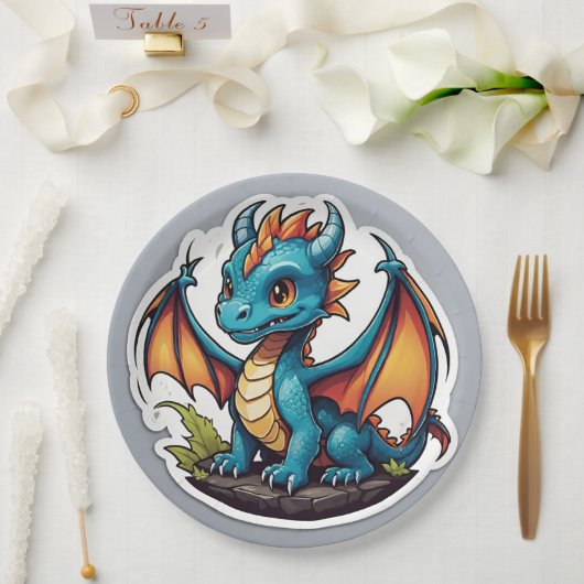 Cute Baby Dragon Papieren Bordje (Huwelijk)