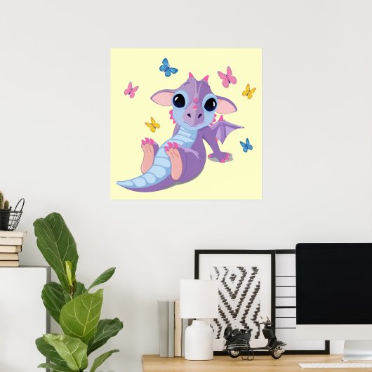 Cute Baby Dragon Poster (Thuiskantoor)