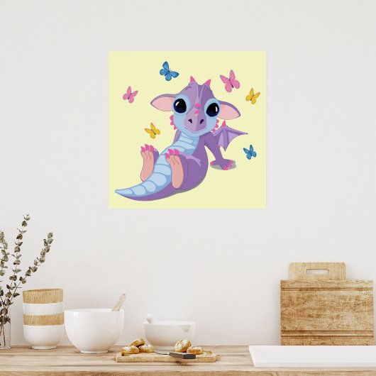 Cute Baby Dragon Poster (Keuken)