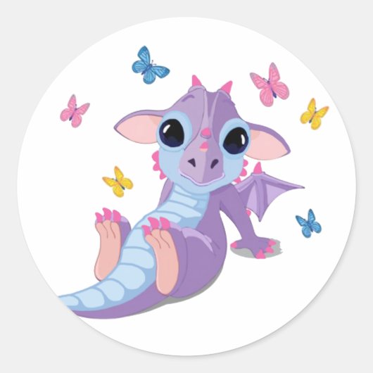 Cute Baby Dragon Ronde Sticker (Voorkant)