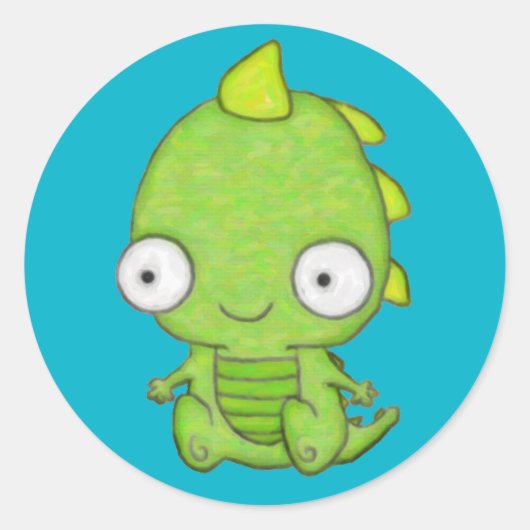 Cute Baby Dragon Ronde Sticker (Voorkant)