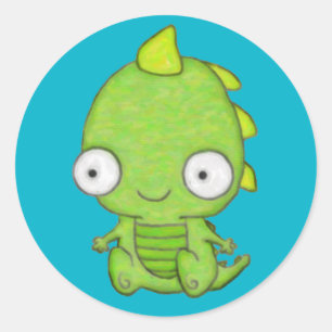 Cute Baby Dragon Ronde Sticker
