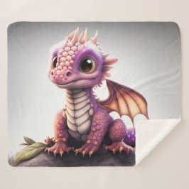 Cute Baby Dragon Sherpa Deken