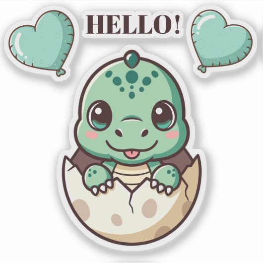 Cute Baby Dragon Sticker – Hello Dragon Hatching f (Voorkant)