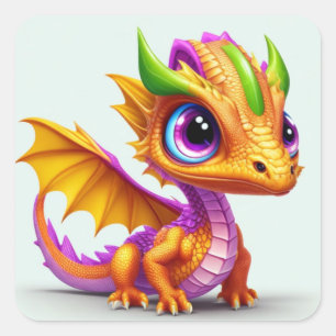 Cute Baby Dragon Vierkante Sticker