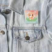 Cute Baby Dragon Waterverf Badge Vierkante Button 5,1 Cm (In situ)