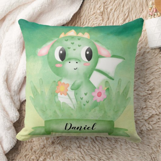 Cute Baby Dragon Waterverf Kussen (Deken)
