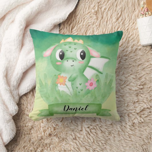 Cute Baby Dragon Waterverf Kussen (Deken)