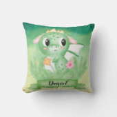 Cute Baby Dragon Waterverf Kussen (Voorkant)