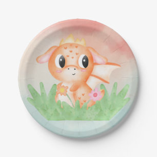 Cute Baby Dragon Waterverf Paper Bord