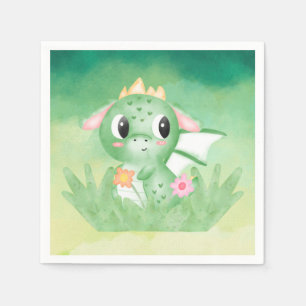 Cute Baby Dragon Waterverf Paper Napkin Servet