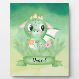 Cute Baby Dragon Waterverf Plaque Fotoplaat