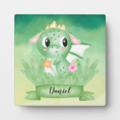 Cute Baby Dragon Waterverf Plaque Fotoplaat (Voorkant)