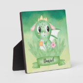 Cute Baby Dragon Waterverf Plaque Fotoplaat (Voorkant)