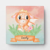 Cute Baby Dragon Waterverf Plaque Fotoplaat (Voorkant)