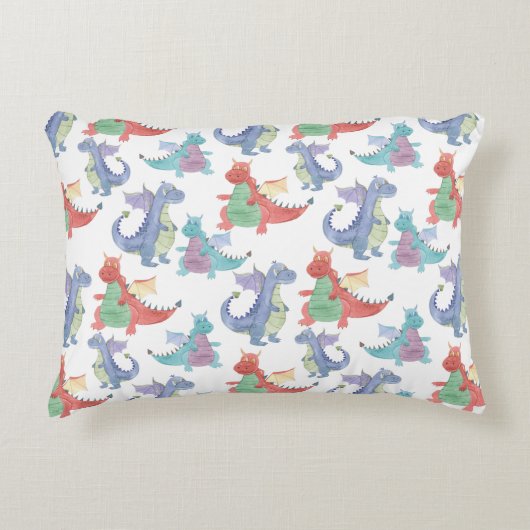 Cute Baby Dragons Happy Dancing Funny Cartoon Kind Accent Kussen (Voorkant)
