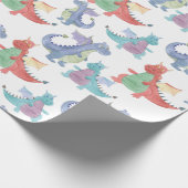 Cute Baby Dragons Happy Dancing Funny Kinder Carto Cadeaupapier (Hoek)