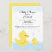 Cute Baby Duck Baby shower Invitation Kaart (Voorkant / Achterkant)