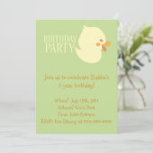 Cute Baby Ducking Rubber Ducky Birthday Invitae Kaart (Staand voorkant)