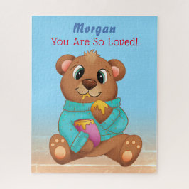 Cute Baby Eating Honey Child's Name & Message Legpuzzel